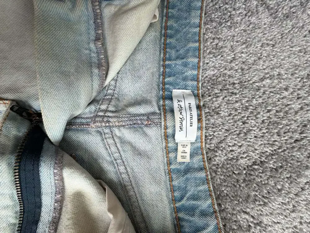 & Other Stories Paris Atelier Two-Toned Raw Hem Denim Mini Skirt